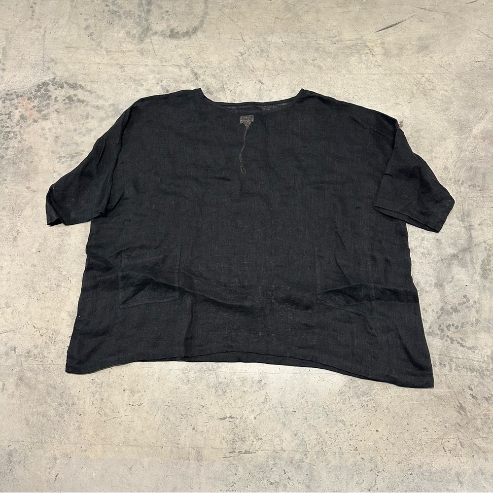 Vikolino Tunic‎ Top Womens One Size Black Shirt 
 100% European Linen